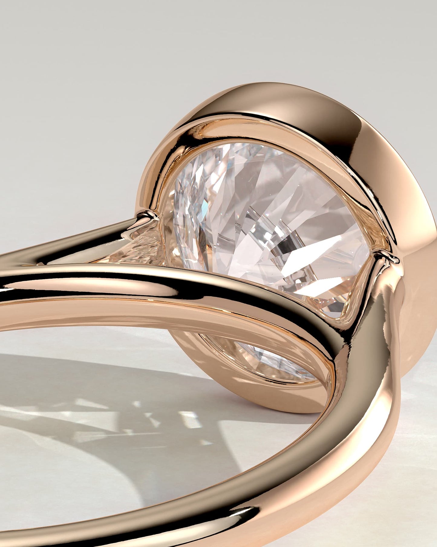 Kaylah - Statement Round Bezel Solitaire with Open Cathedral High Setting Engagement Ring - Rose Gold