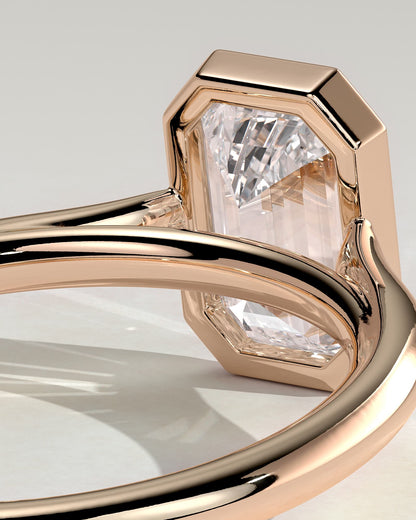 Journee - Statement Emerald Bezel Solitaire with Open Cathedral High Setting Engagement Ring - Rose Gold