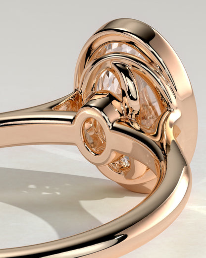 Gemma - Oval Bezel Solitaire with Twisted Gallery Engagement Ring - Rose Gold