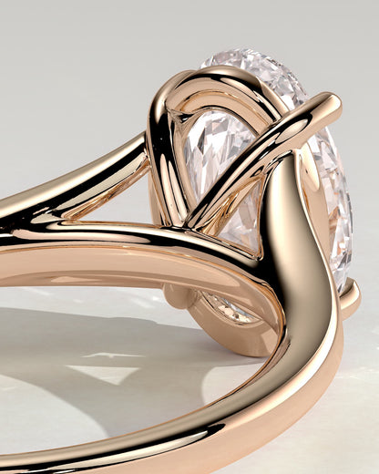 Blair - Oval Claw Solitaire with Split Shank and Cathedral High Setting Engagement Ring - Rose Gold
