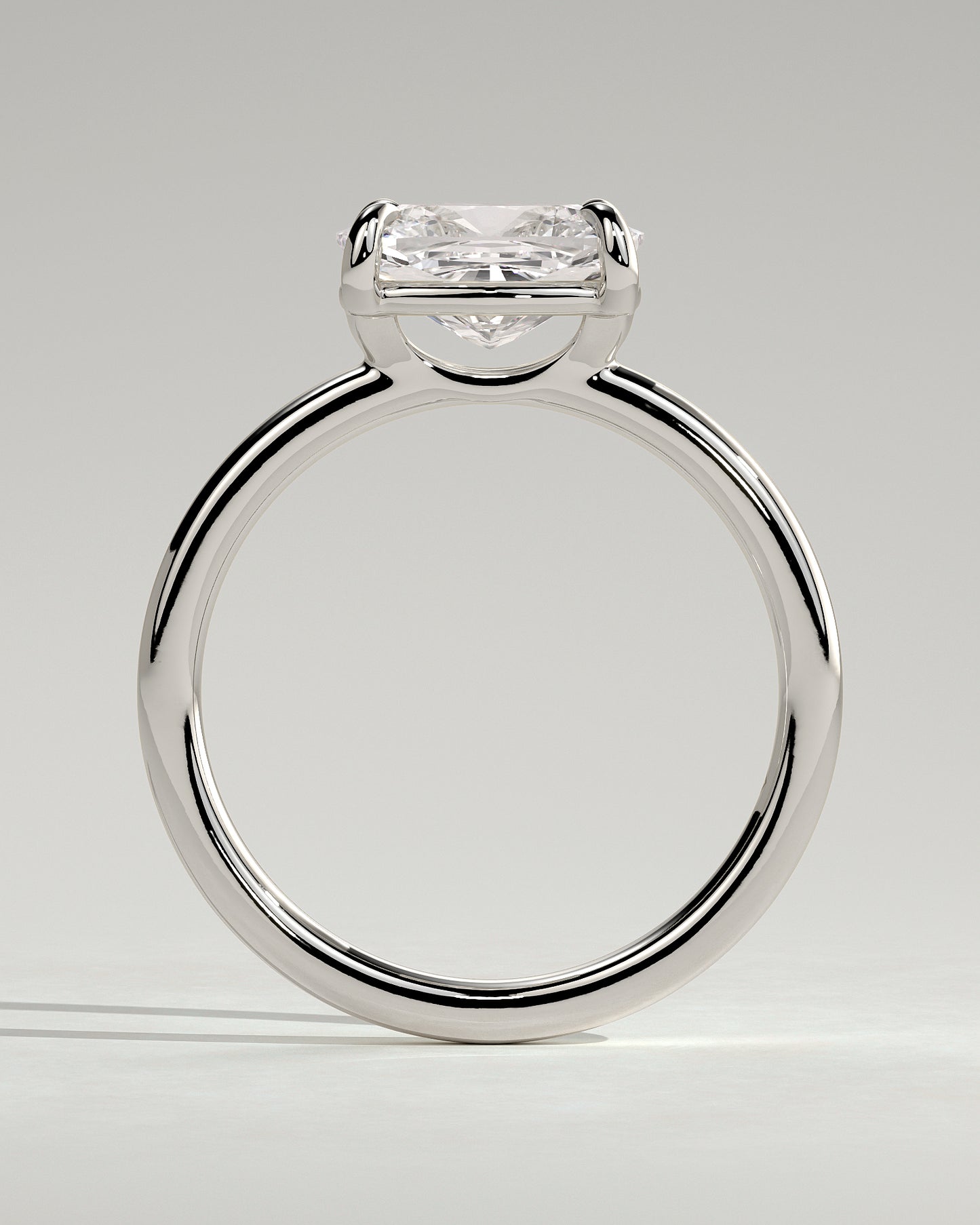 Fiona - Elongated Cushion East West Claw Solitaire with Raised Basket Gallery Engagement Ring - Platinum - White Gold / Platinum 2ct