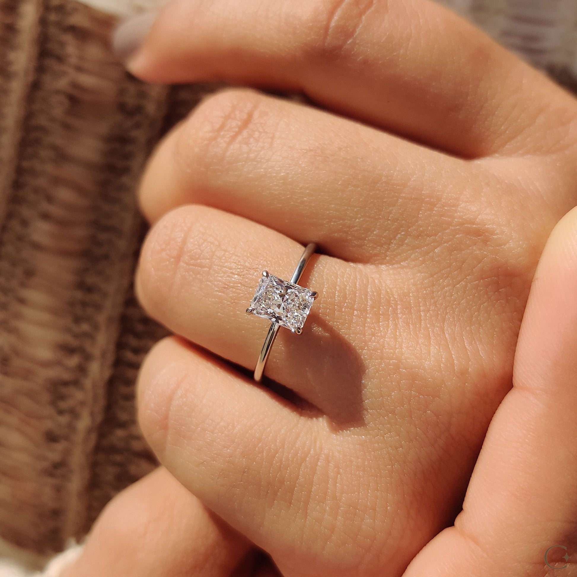 Radiant Cut Solitaire Ring With Secure Claw Prongs