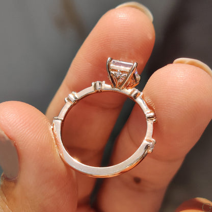 Princess Cut Diamond Ring In Distance Pave Setting