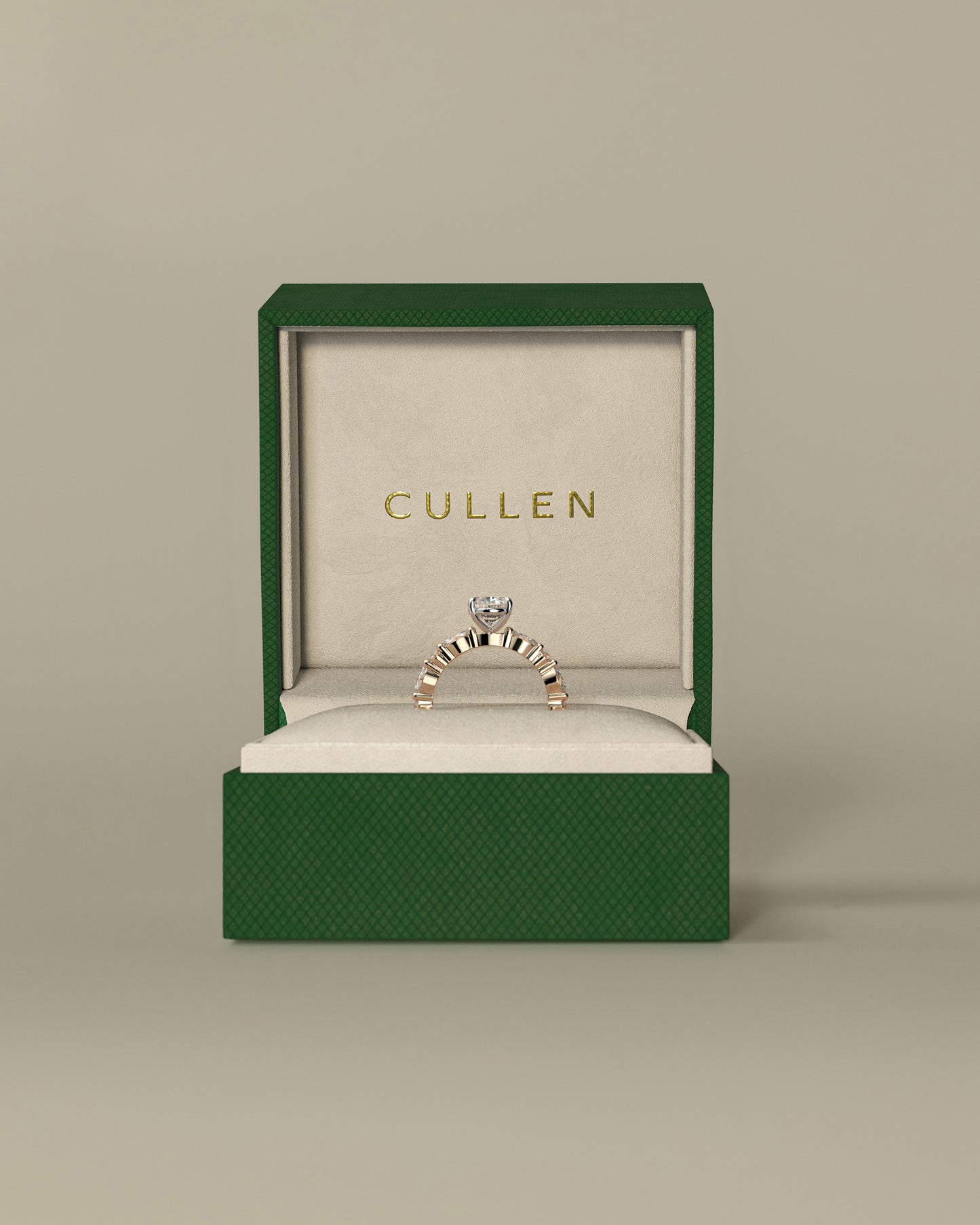 Alyssa - Oval Claw Solitaire with Marquise and Round Accent Stones Engagement Ring - Rose Two-Tone - Rose Two-Tone 2ct