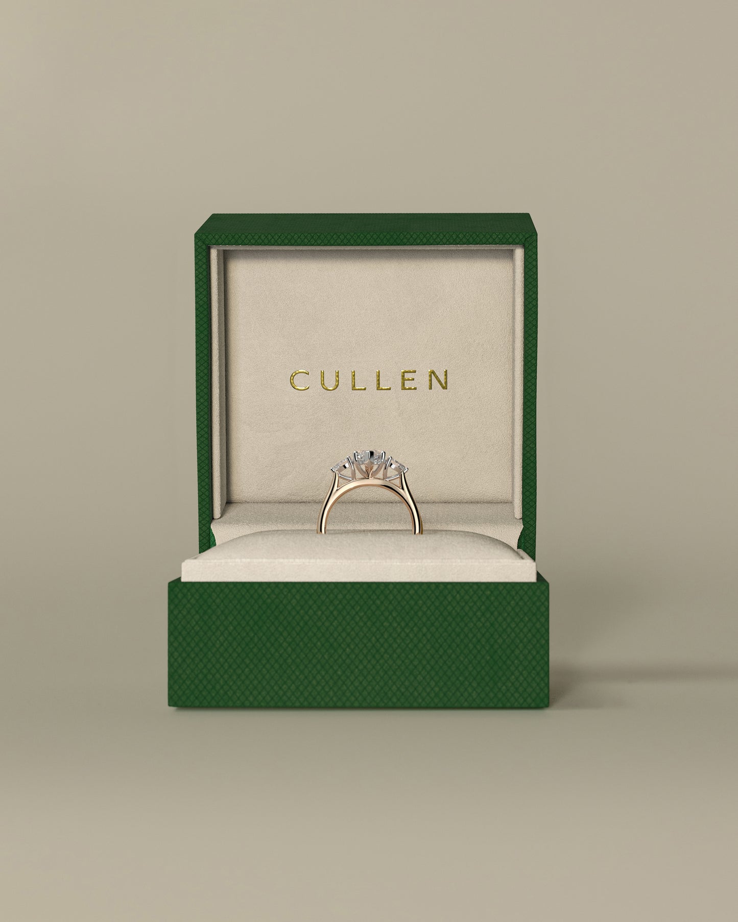 Hannah - Marquise Claw Trilogy with Pear Side Stones and Hidden Halo Engagement Ring - Rose Two-Tone - Rose Two-Tone 2ct