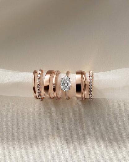 Dotti - Oval East West Claw Solitaire Engagement Ring - Rose Two-Tone