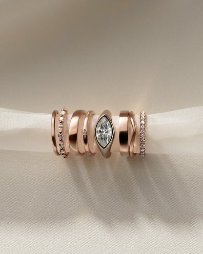 Angie - Statement Marquise East West Bezel Solitaire with Signet Band Engagement Ring - Rose Gold - rose gold - Lara Jewels
