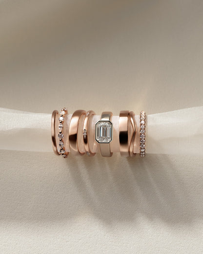 Adrian - Statement Emerald East West Bezel Solitaire with Flat Cigar Band Engagement Ring - Rose Gold - rose gold - Lara Jewels