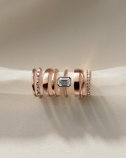 Imani - Emerald Bezel Solitaire with Cathedral High Setting Engagement Ring - Rose Gold