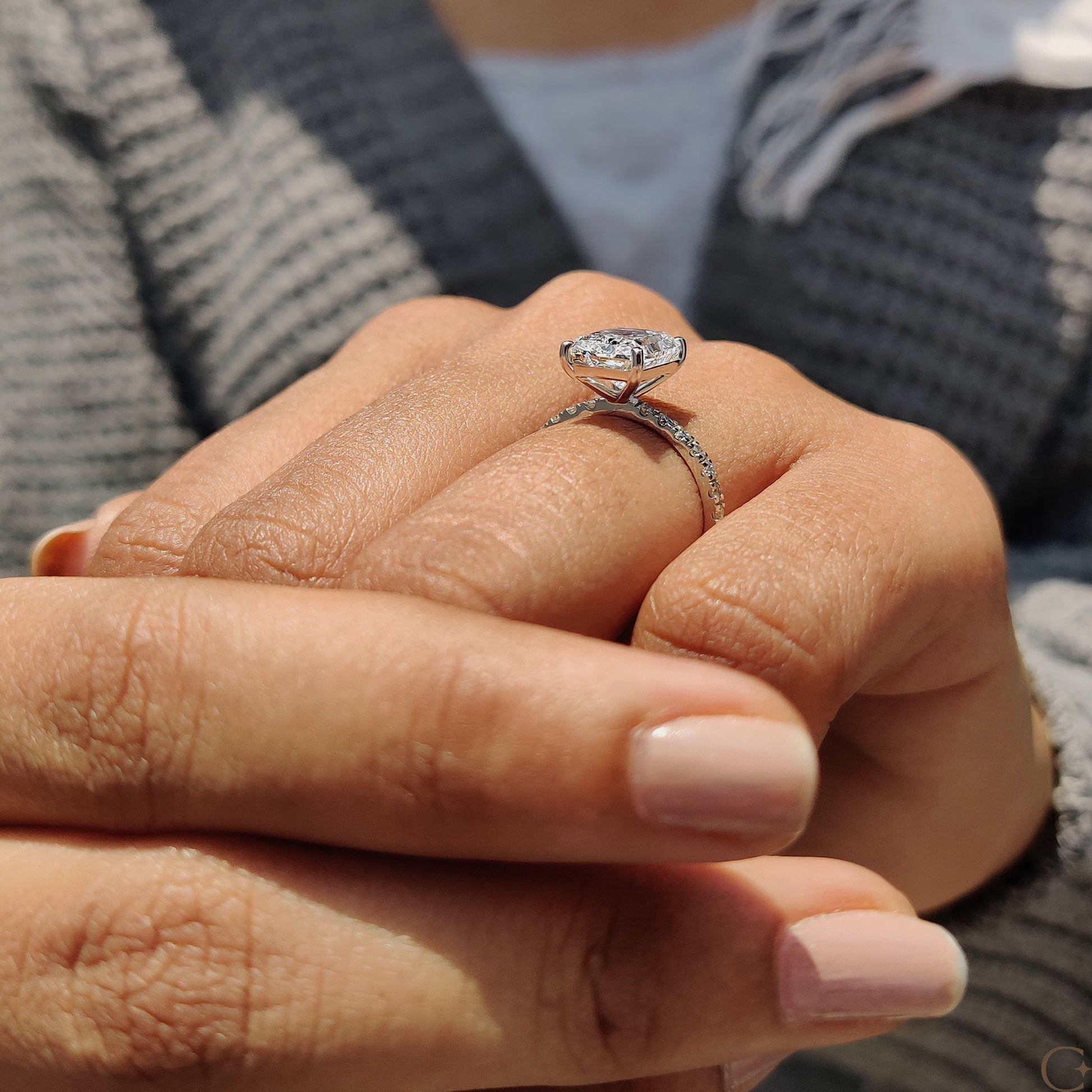 Radiant Cut Ring In Pave Setting