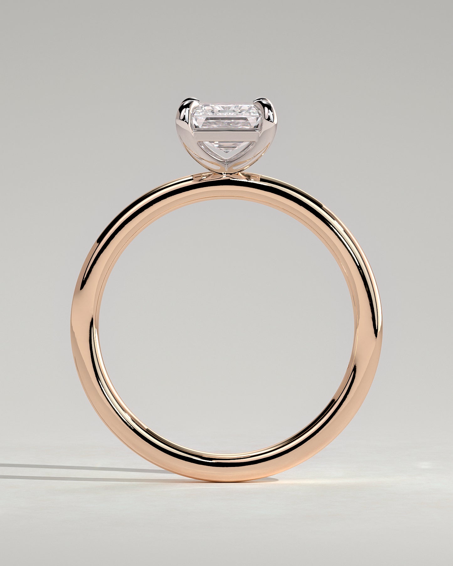 Alina - Emerald Claw Solitaire Engagement Ring - Rose Two-Tone - Rose Two-Tone 2ct