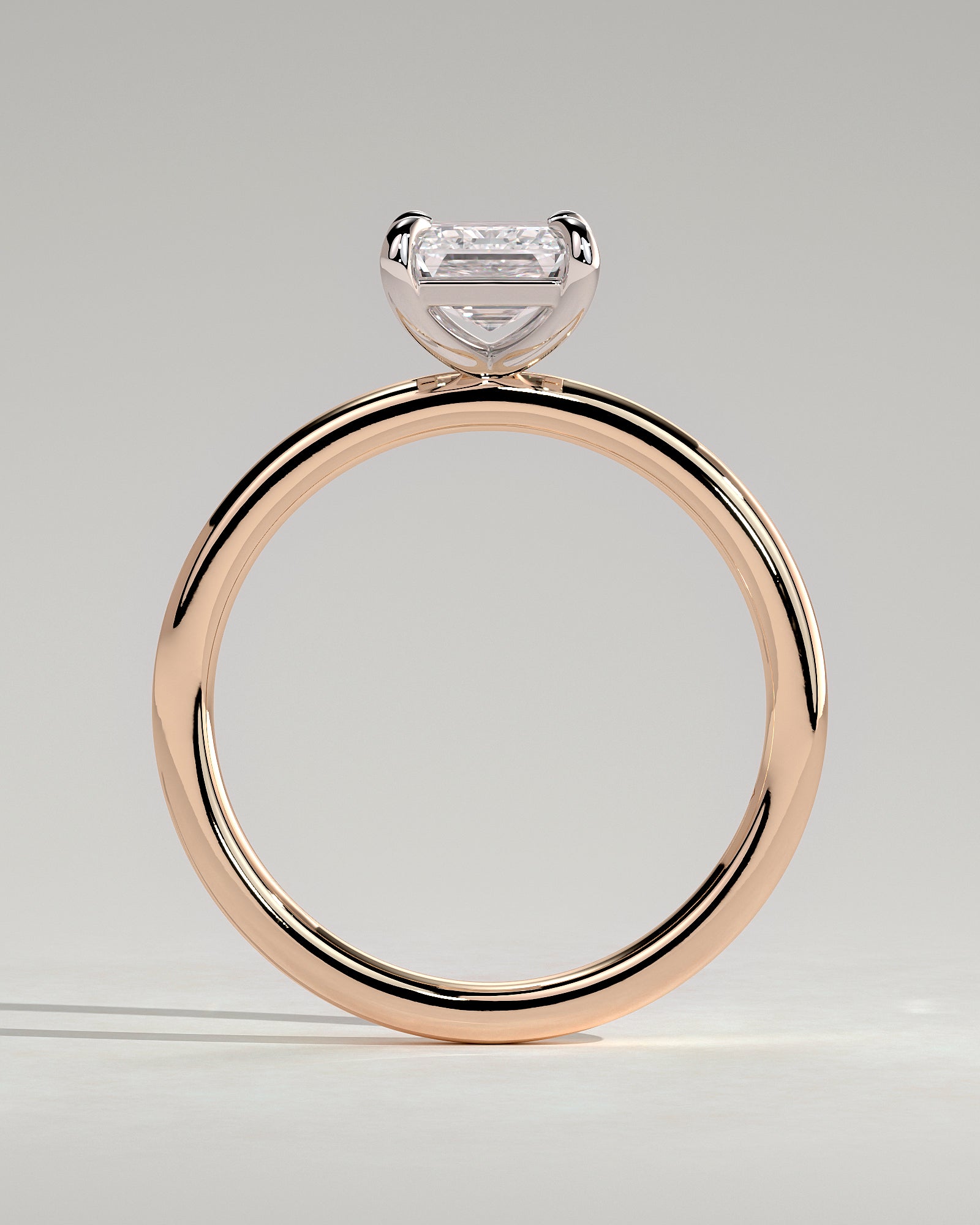 Alina - Emerald Claw Solitaire Engagement Ring - Rose Two-Tone - Rose Two-Tone 2ct