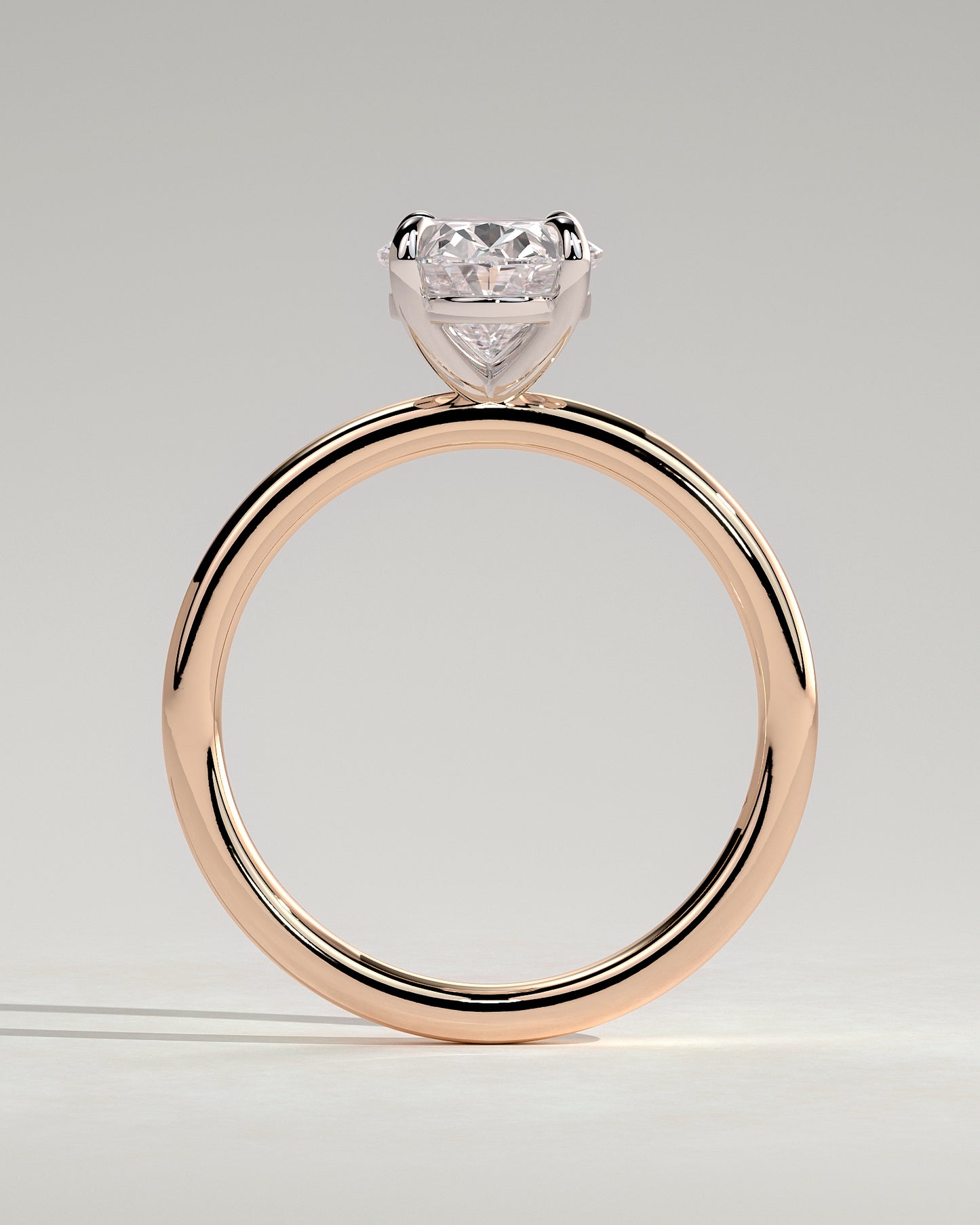 Daisy - Classic Oval Claw Solitaire Engagement Ring - Rose Two-Tone - Rose Two-Tone 2ct