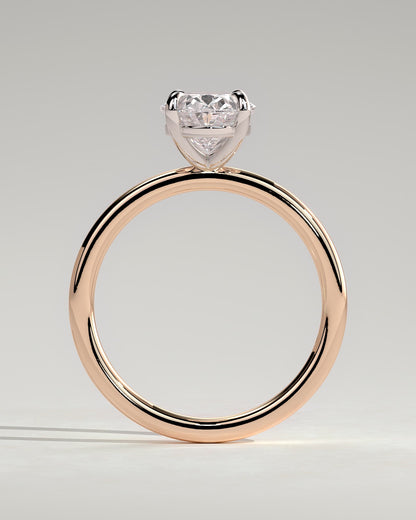 Daisy - Classic Oval Claw Solitaire Engagement Ring - Rose Two-Tone