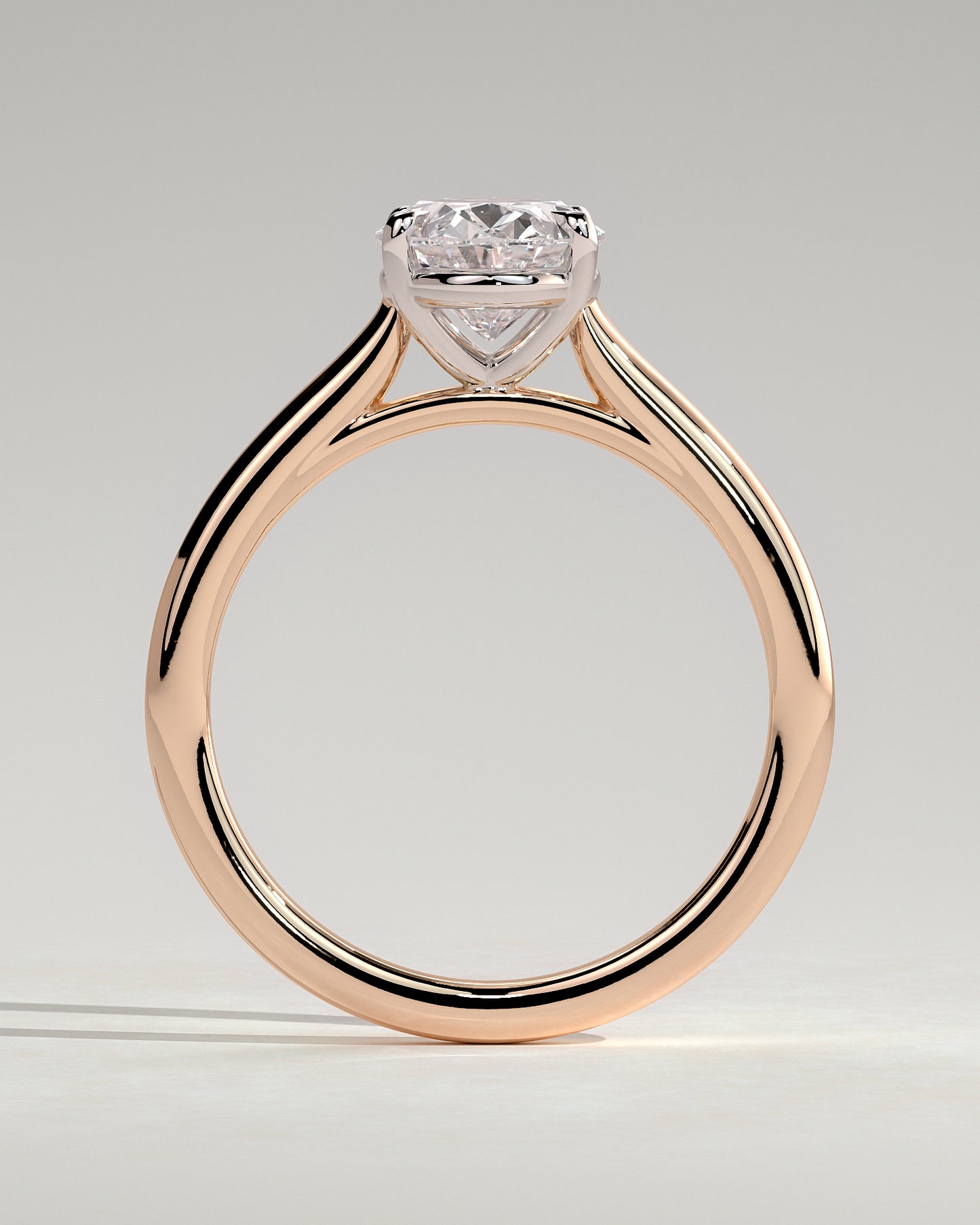 Hilary - Oval Claw Solitaire with Cathedral High Setting Engagement Ring - Rose Two-Tone - Rose Two-Tone 2ct