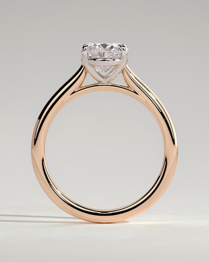 Hilary - Oval Claw Solitaire with Cathedral High Setting Engagement Ring - Rose Two-Tone