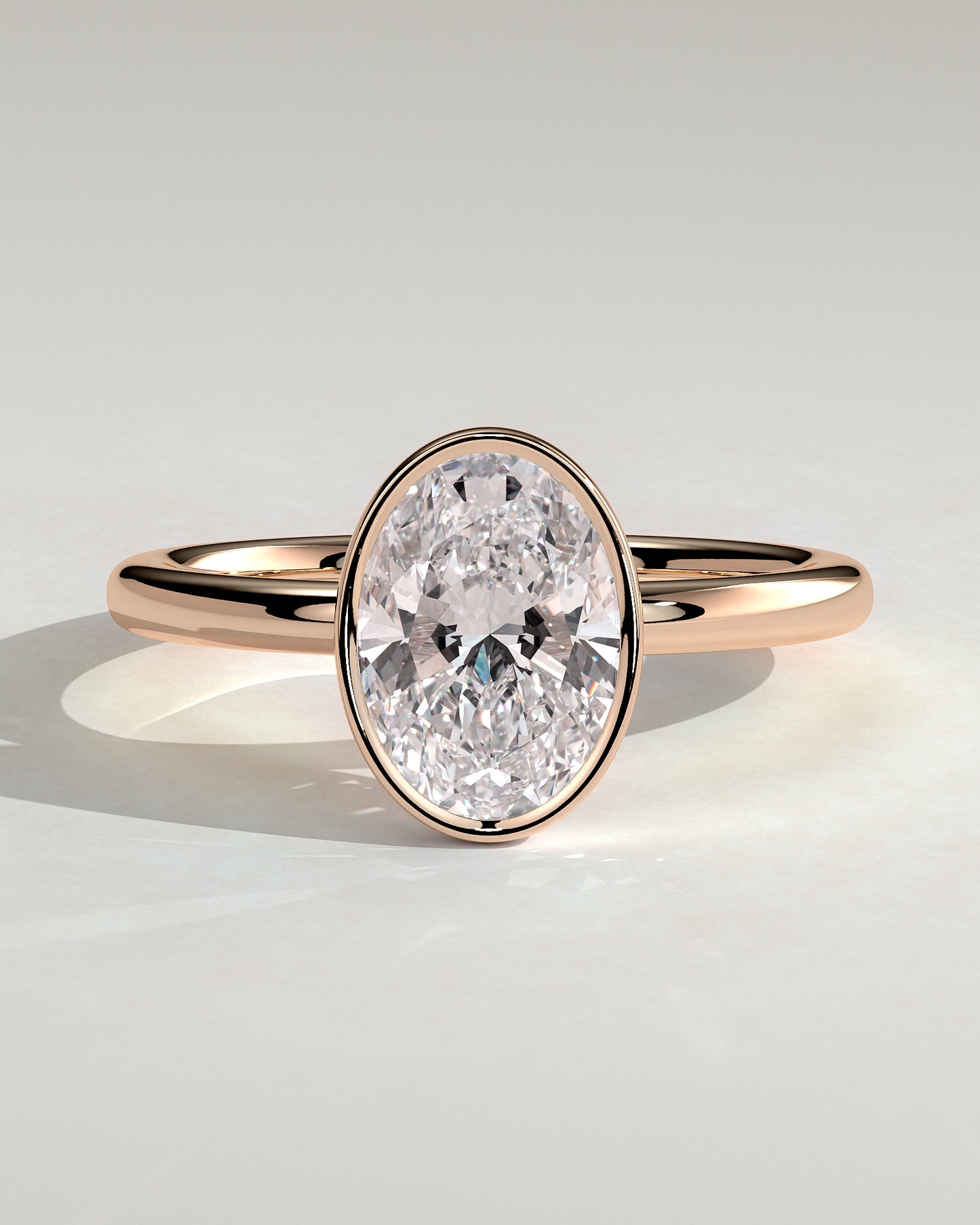 Armani - Oval Bezel Solitaire with Petal Gallery Engagement Ring - Rose Gold - Rose Gold 2ct