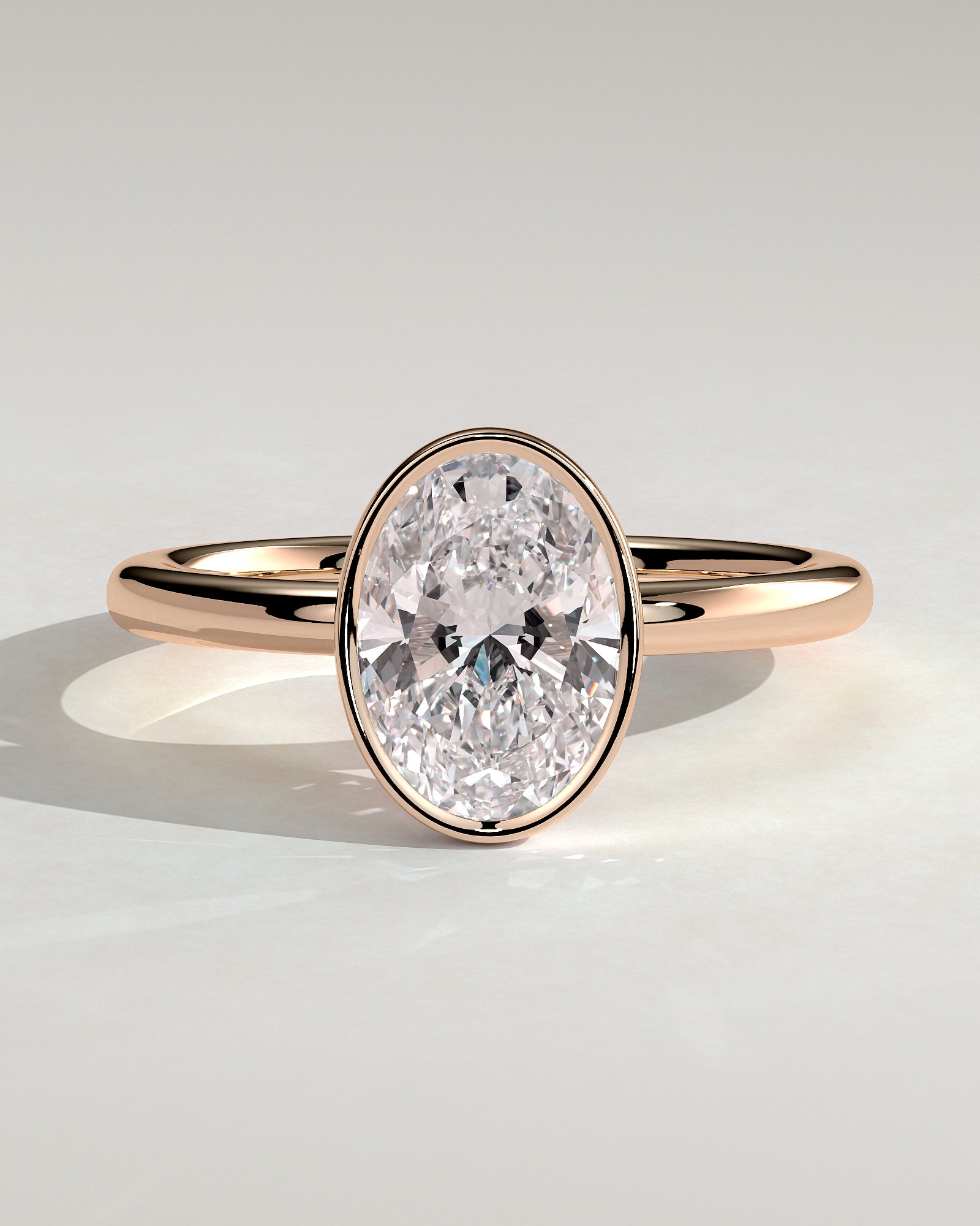 Armani - Oval Bezel Solitaire with Petal Gallery Engagement Ring - Rose Gold - Rose Gold 2ct