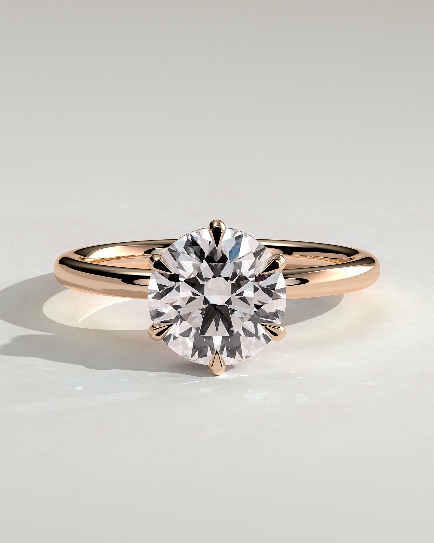 Aria - Round Claw Solitaire with Wrap Around Hidden Halo Engagement Ring - Rose Gold - Rose Gold 2ct