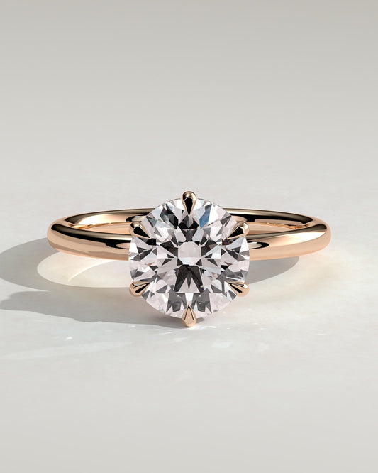 Aria - Round Claw Solitaire with Wrap Around Hidden Halo Engagement Ring - Rose Gold - rose gold - Lara Jewels
