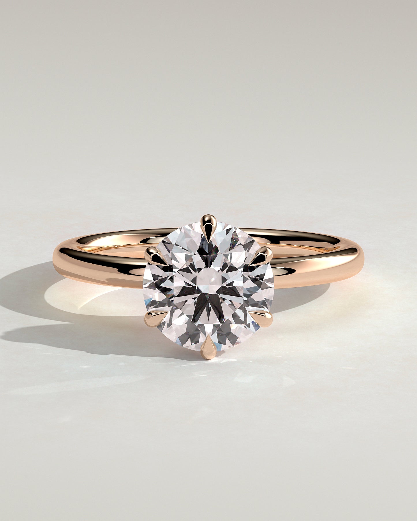 Anna - Round Claw Solitaire with Hidden Halo Engagement Ring - Rose Gold - Rose Gold 2ct