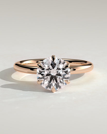 Anna - Round Claw Solitaire with Hidden Halo Engagement Ring - Rose Gold - rose gold - Lara Jewels