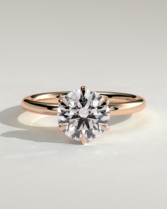 Anna - Round Claw Solitaire with Hidden Halo Engagement Ring - Rose Gold - rose gold - Lara Jewels
