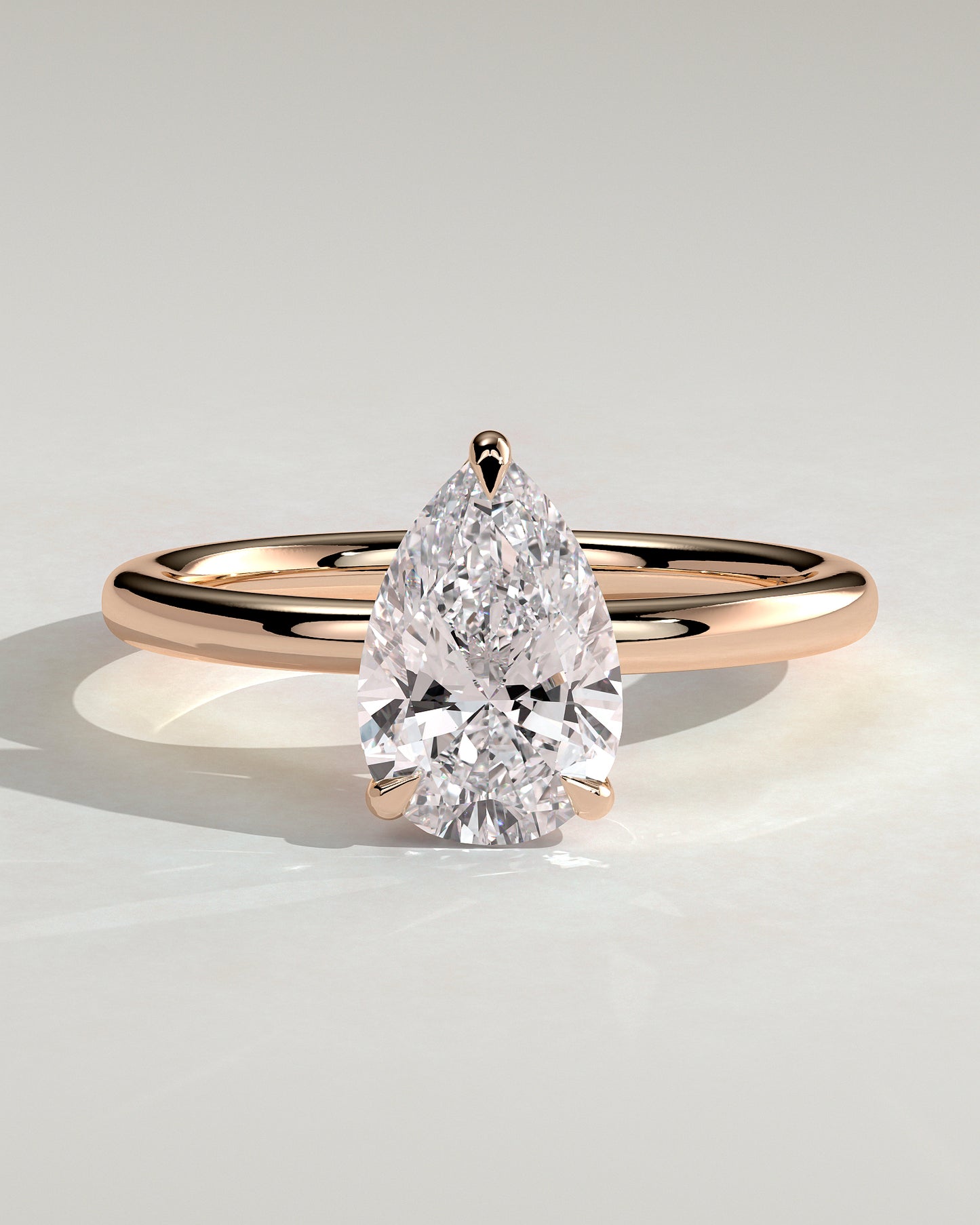 Amy - Pear Claw Solitaire Engagement Ring - Rose Gold - Rose Gold 2ct