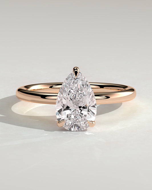 Amy - Pear Claw Solitaire Engagement Ring - Rose Gold