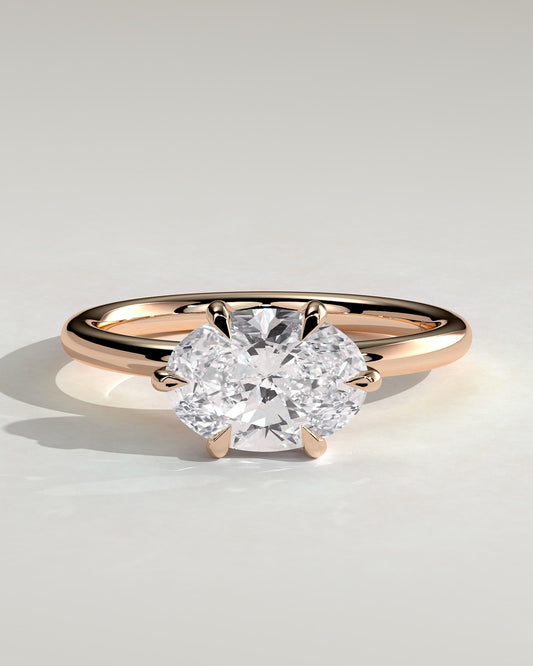 Allison - Oval East West Claw Solitaire Engagement Ring - Rose Gold - rose gold - Lara Jewels