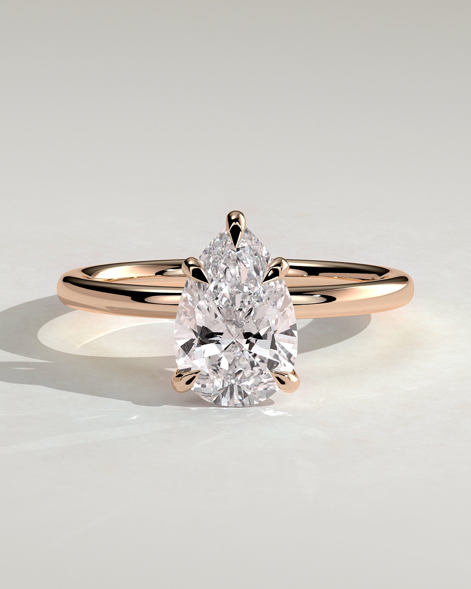 Alia - Pear Claw Solitaire Engagement Ring - Rose Gold - Rose Gold 2ct