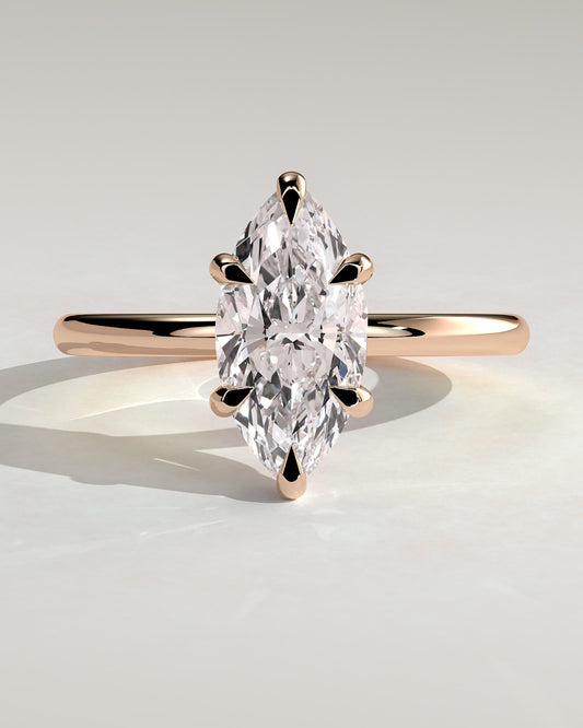 Stephanie - Marquise Claw Solitaire Engagement Ring - Rose Gold