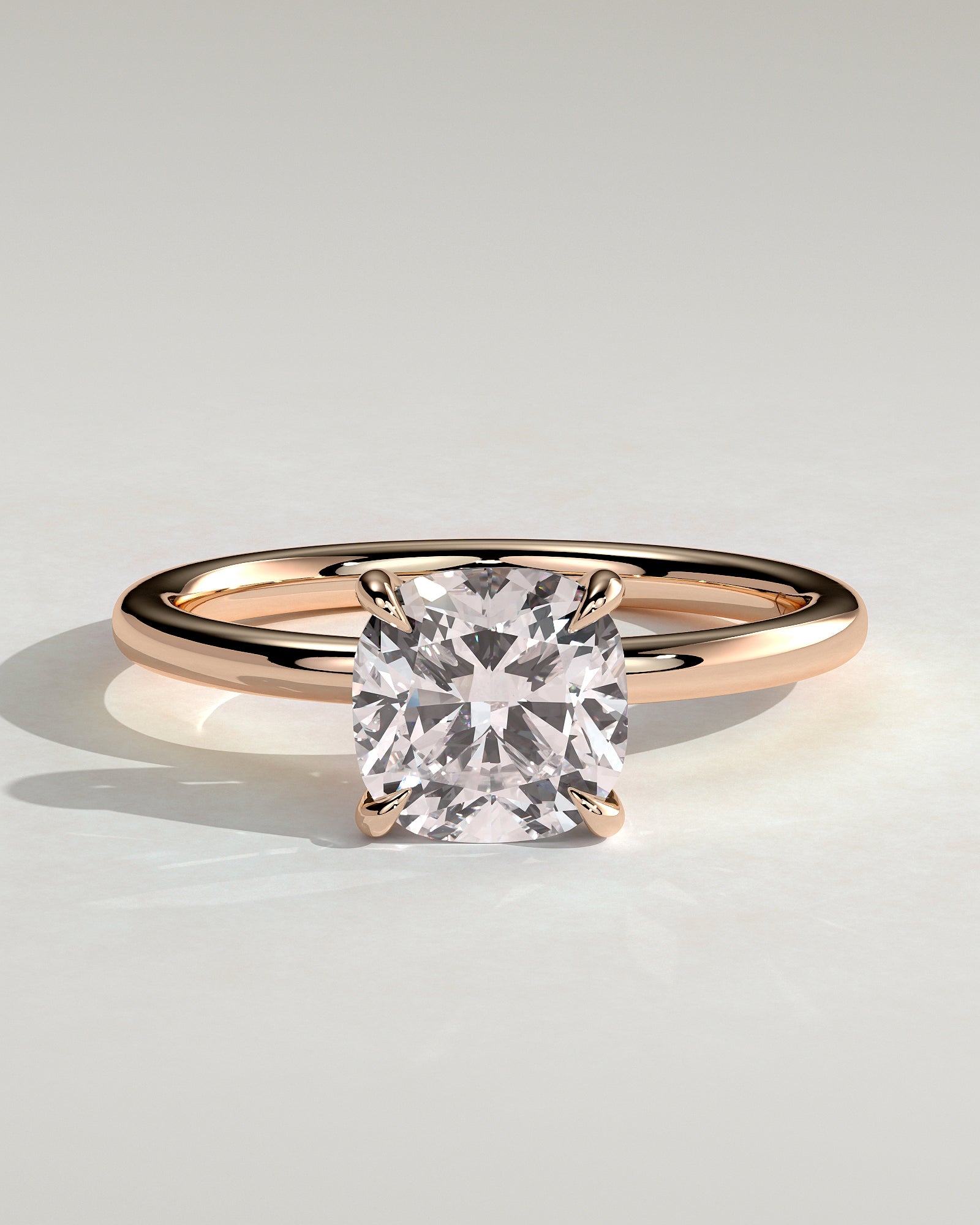 Hazel - Cushion Claw Solitaire Engagement Ring - Rose Gold - Rose Gold 2ct