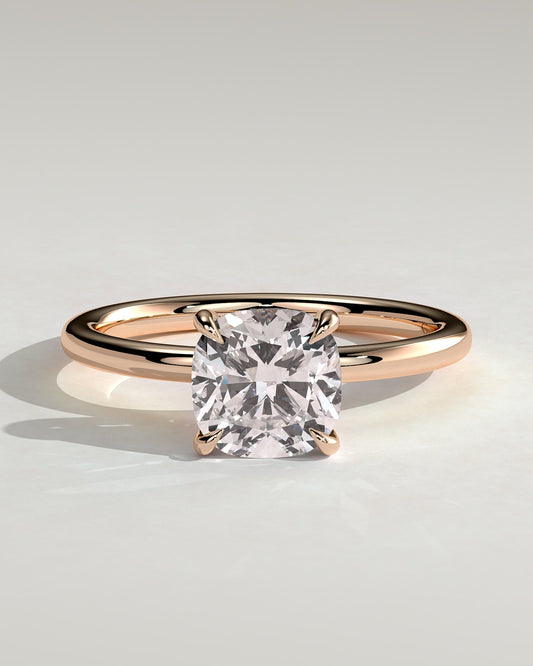 Hazel - Cushion Claw Solitaire Engagement Ring - Rose Gold