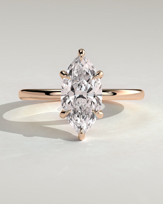 Marly - Classic Marquise Claw Solitaire Engagement Ring - Rose Gold