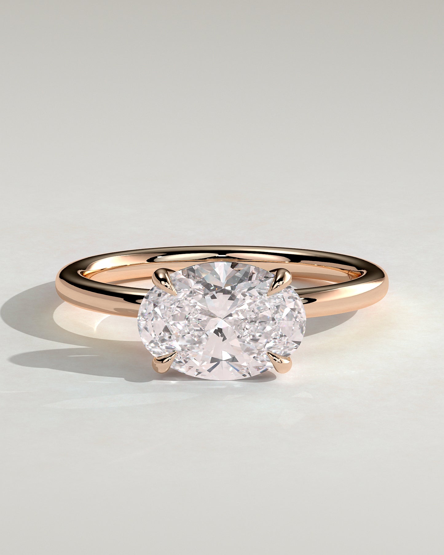 Dotti - Oval East West Claw Solitaire Engagement Ring - Rose Gold - Rose Gold 2ct