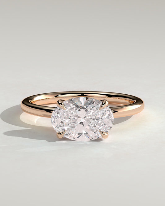 Dotti - Oval East West Claw Solitaire Engagement Ring - Rose Gold