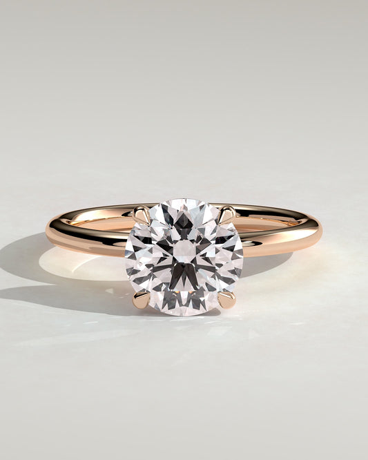 Lilly - Round Claw Solitaire Engagement Ring - Rose Gold