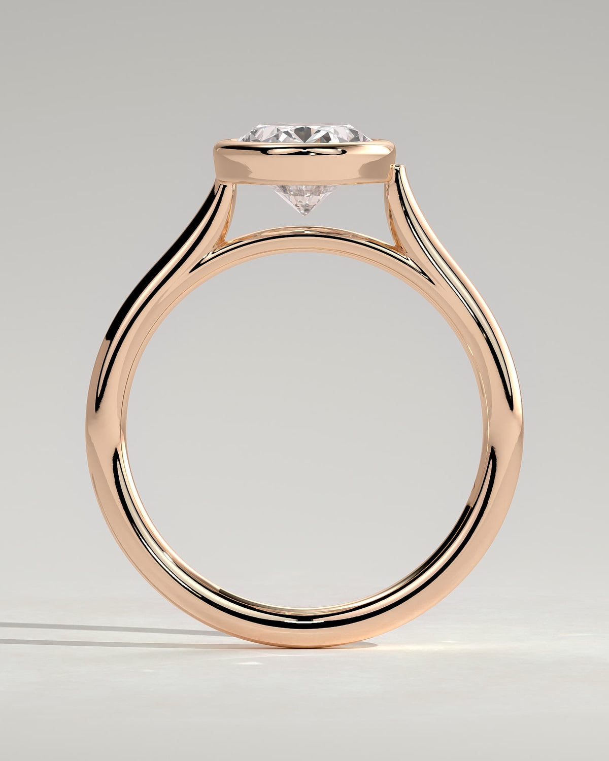 Lexie - Statement Oval Bezel Solitaire with Open Cathedral High Setting Engagement Ring - Rose Gold
