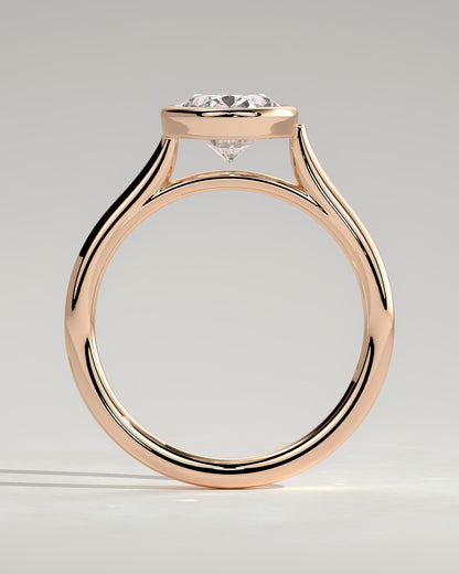 Lexie - Statement Oval Bezel Solitaire with Open Cathedral High Setting Engagement Ring - Rose Gold