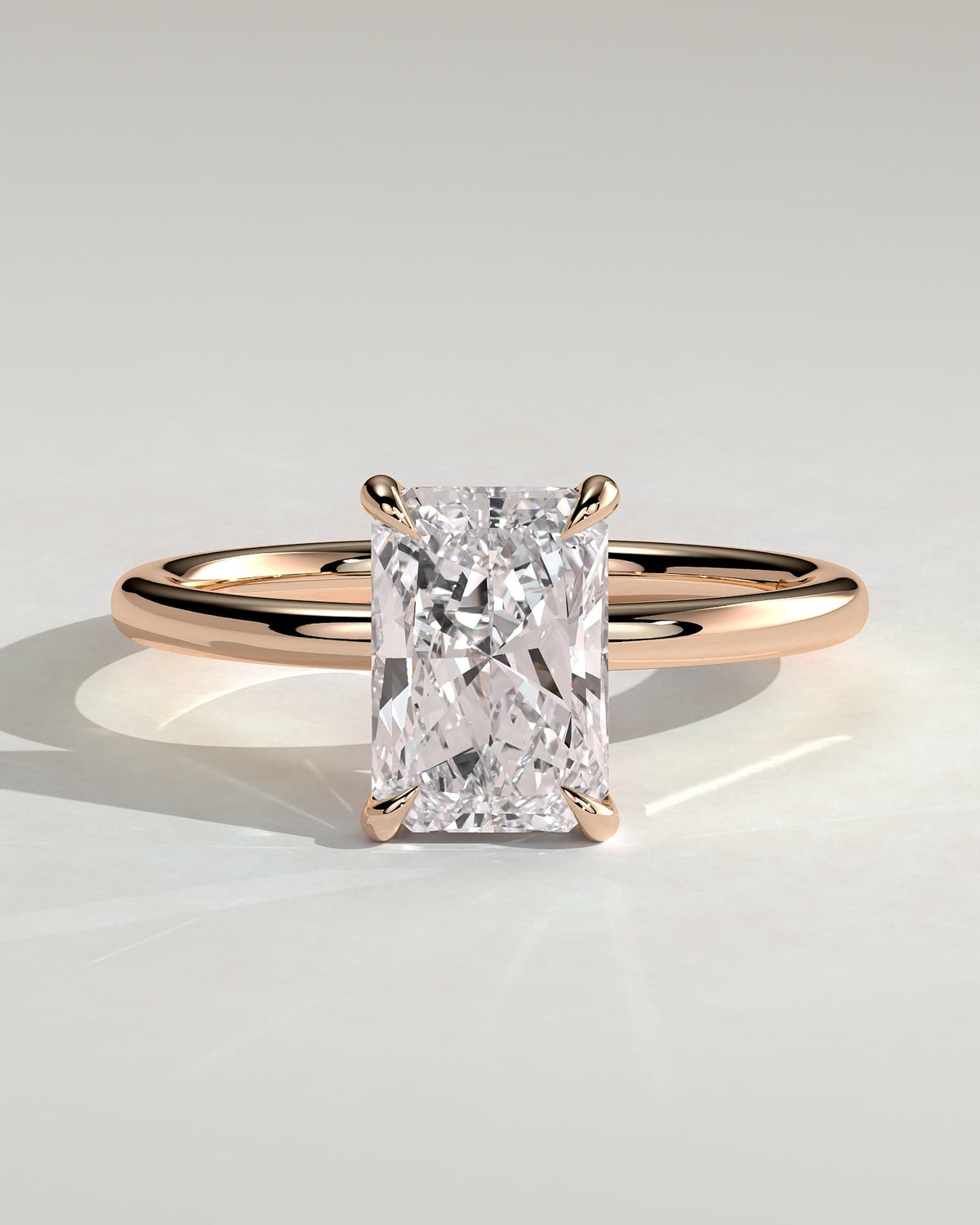 Judy - Radiant Claw Solitaire Engagement Ring - Rose Gold