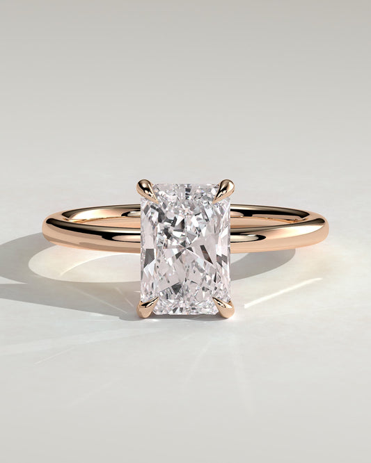 Judy - Radiant Claw Solitaire Engagement Ring - Rose Gold
