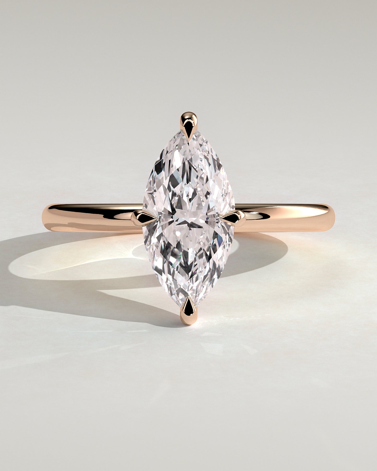 Genevieve - Marquise Claw Solitaire Engagement Ring - Rose Gold - Rose Gold 2ct
