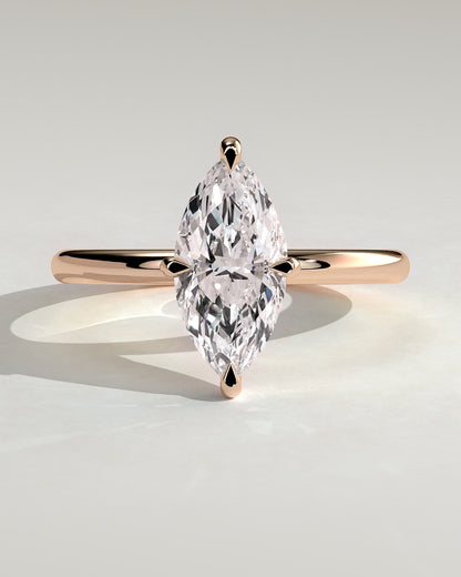 Genevieve - Marquise Claw Solitaire Engagement Ring - Rose Gold