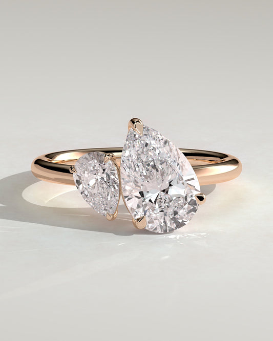 Francesca - Pear and Pear Claw Toi et Moi Engagement Ring - Rose Gold