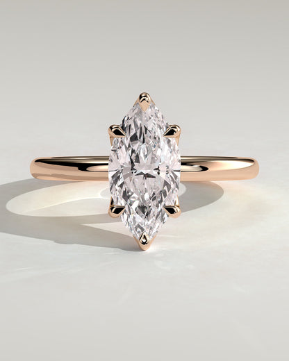 Eve - Marquise Claw Solitaire with Petal Gallery Engagement Ring - Rose Gold