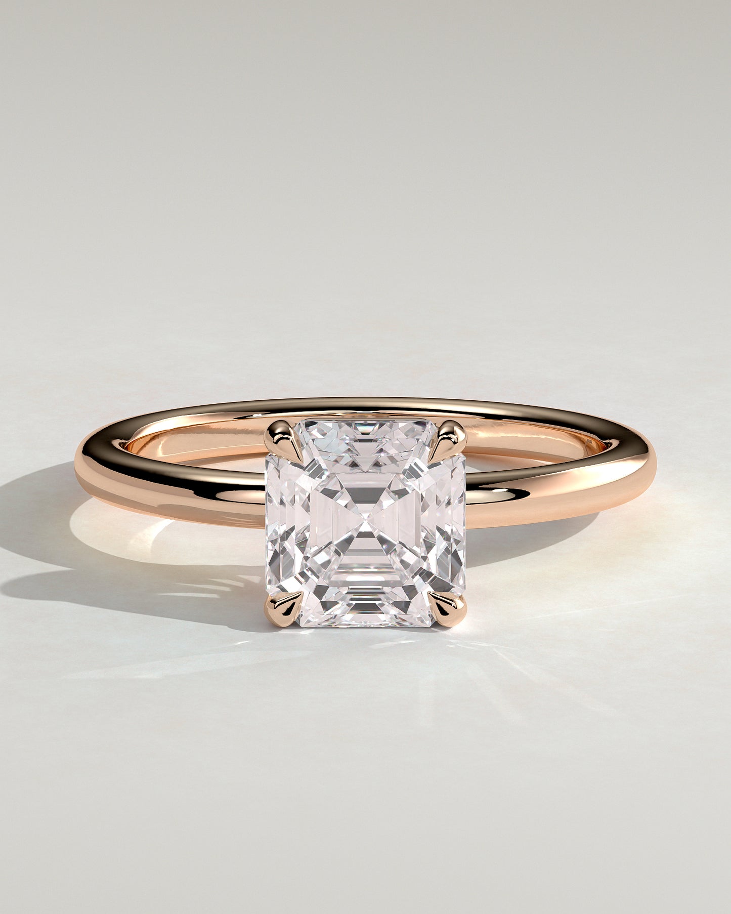 Emmy - Asscher Claw Solitaire Engagement Ring - Rose Gold - Rose Gold 2ct