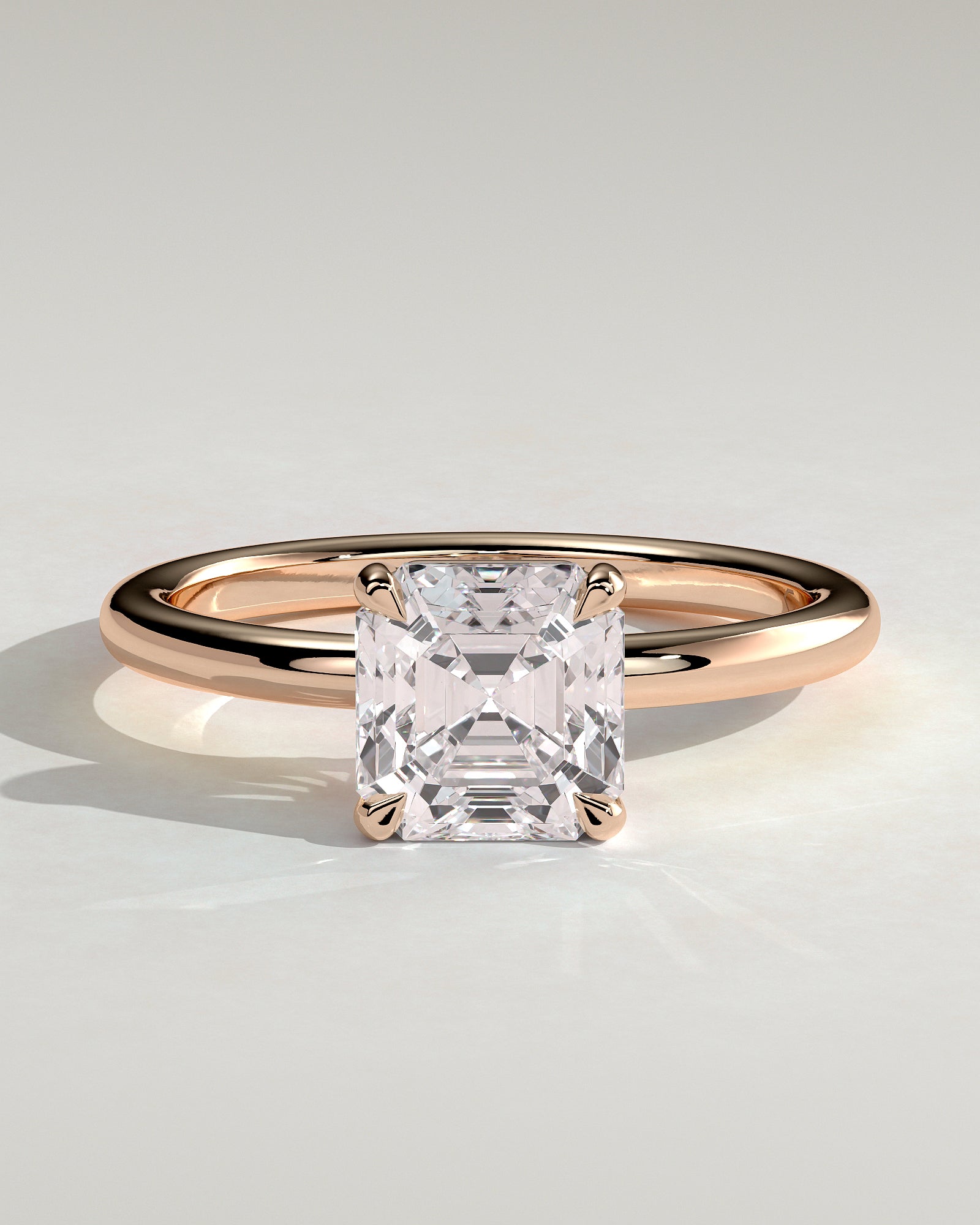 Emmy - Asscher Claw Solitaire Engagement Ring - Rose Gold - Rose Gold 2ct