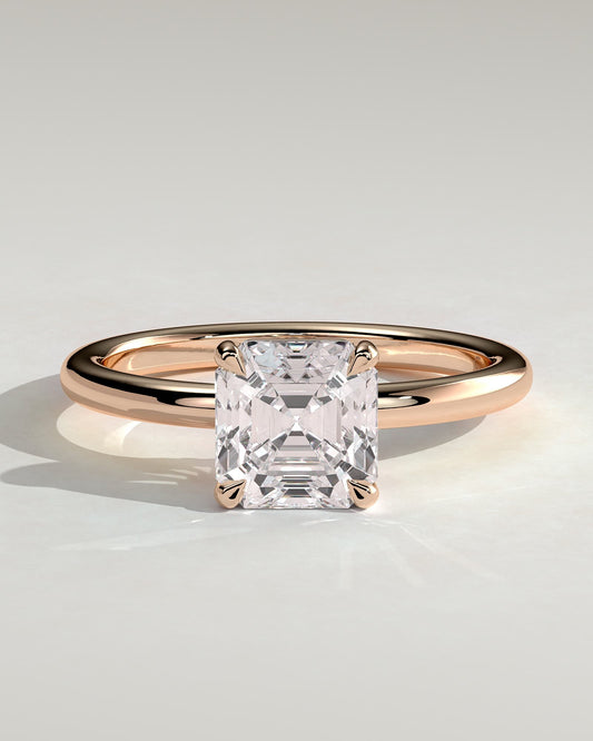 Emmy - Asscher Claw Solitaire Engagement Ring - Rose Gold
