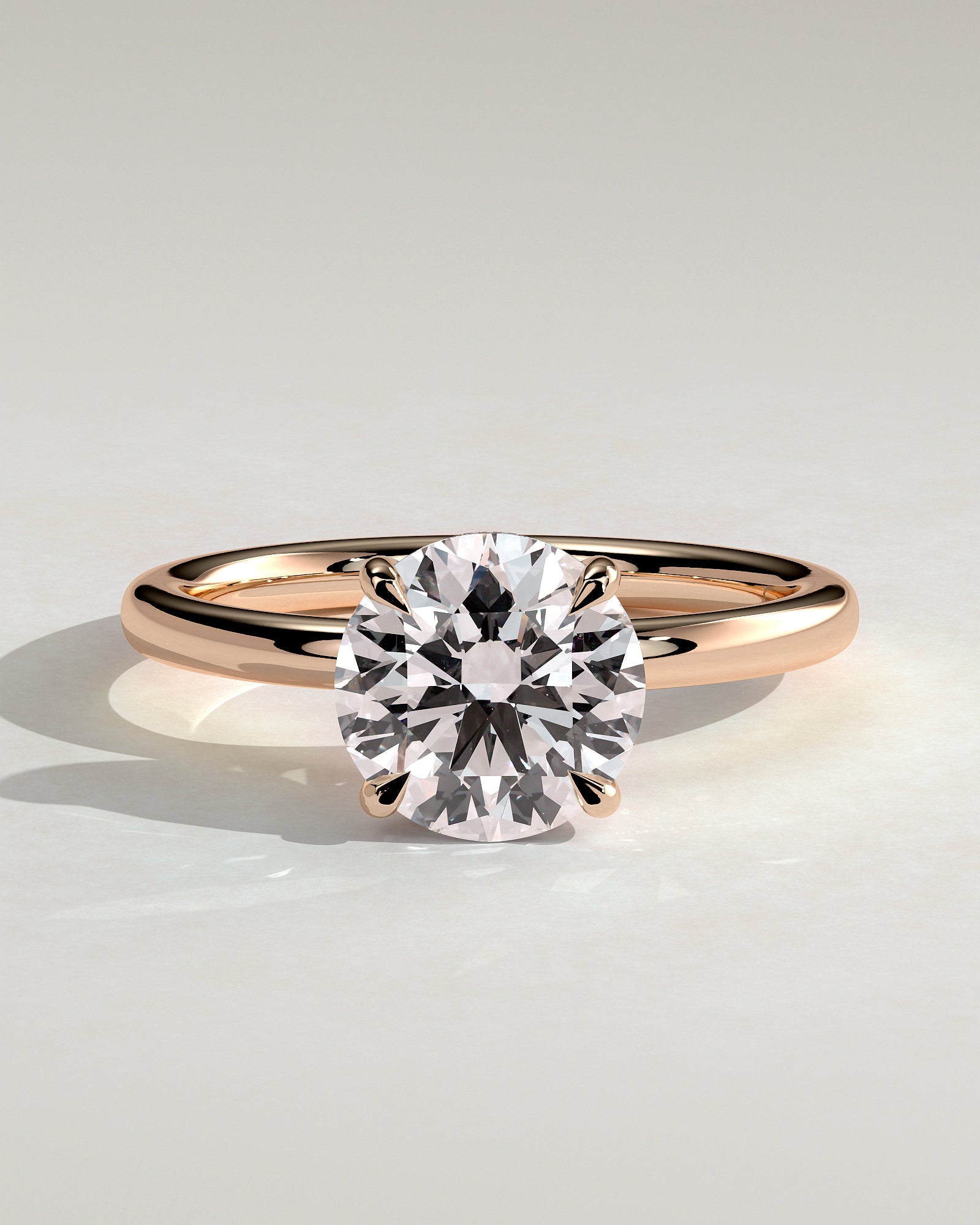 Bindi - Round Claw Solitaire with Hidden Halo Engagement Ring - Rose Gold - Rose Gold 2ct